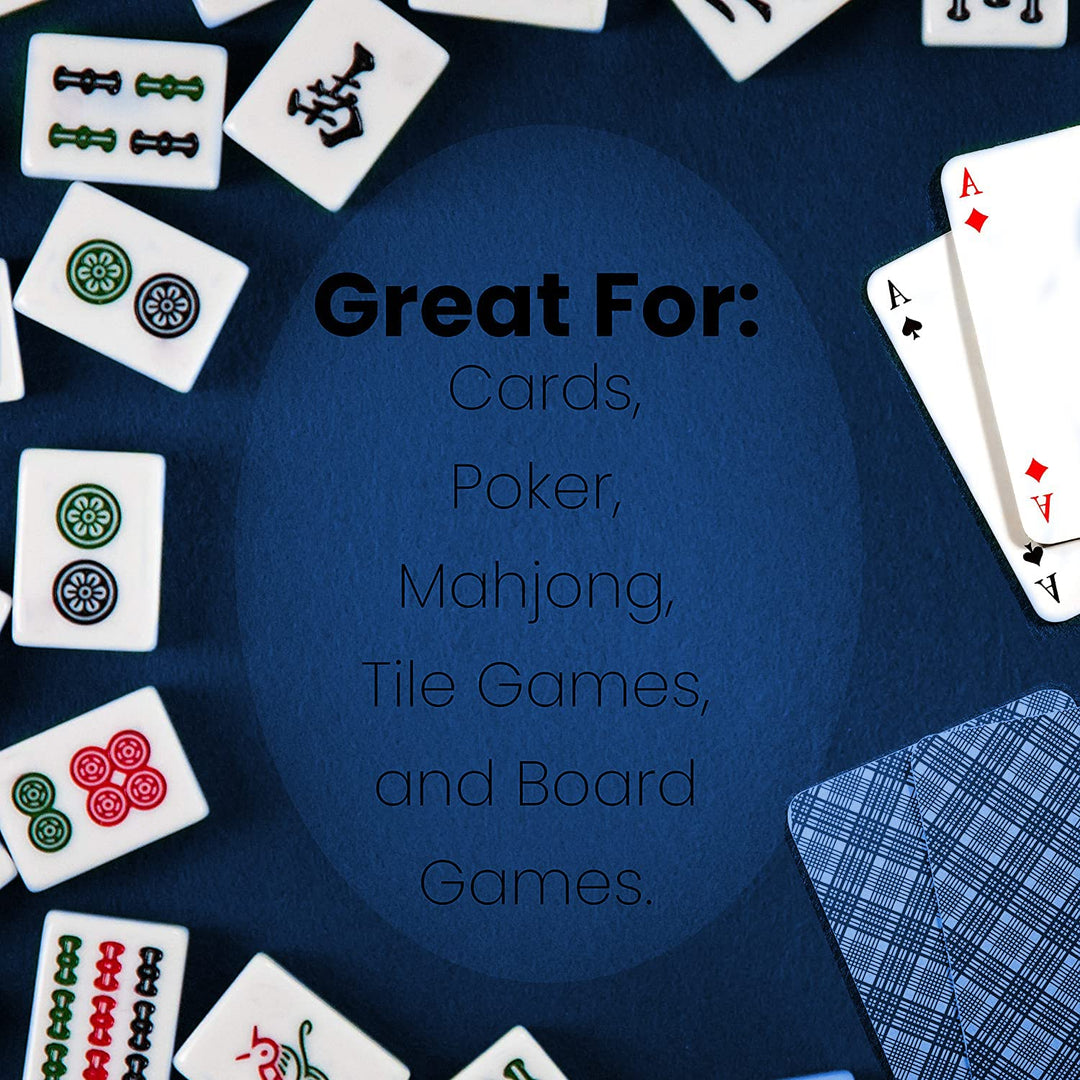 Felt Card Table Game Cover Blue Round Fitted Tablecloth Poker Table Topper Elastic 36 or 42 in to 48 inches (Blue, 36)