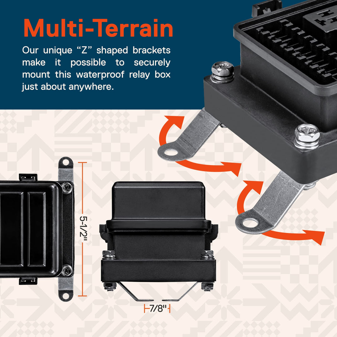 True Mods 12V DC Auto Waterproof Fuse 5-Pin Relay Box Block [6 Bosch Style Relay Holder] [6 ATC/ATO Fusible Holder] Universal Relay Block Box for Automotive Vehicles Cars Marine Boat Light Equipment
