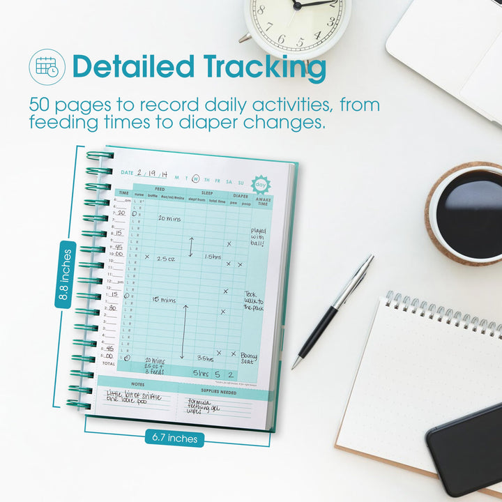 Pearhead Baby's Daily Log Book, 50 Easy to Fill Pages to Track and Monitor Your Newborn Baby's Schedule