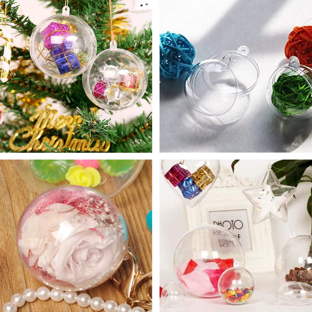 70mm Clear Fillable Plastic Christmas Balls Ornament, 10Pcs DIY Craft Xmas Tree Decor Balls Fillable Bauble Ornament Balls for Holiday Wedding Party Decoration(70mm)