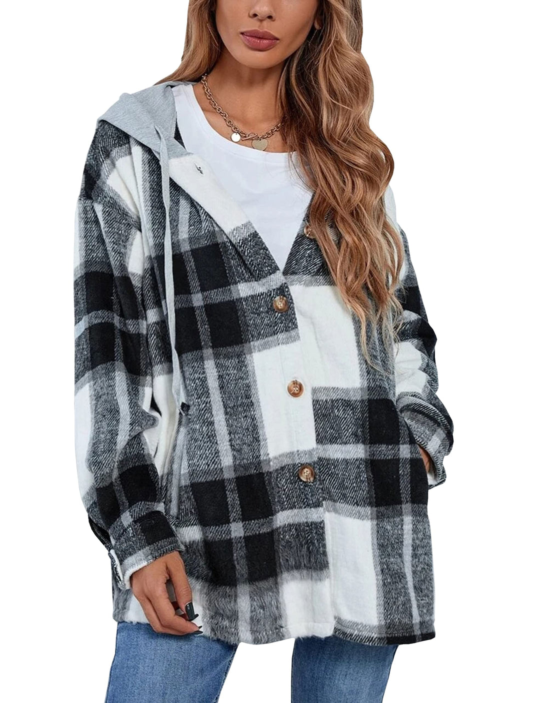Lumister Women&#39;s Oversized Flannel Plaid Button