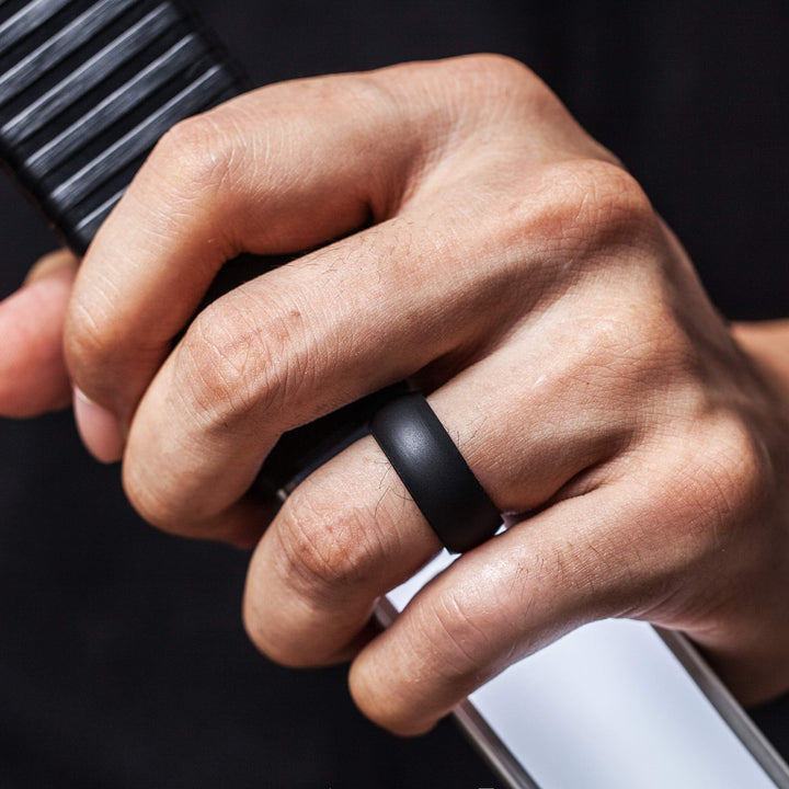 Silicone Wedding Rings for Men, Rubber Engagement Bands 8.7mm Wide 2mm Thick - 1/3/4/5/7 Variety Multipack (Black, Gray, Light Gray, 9.5-10 (19.8mm))