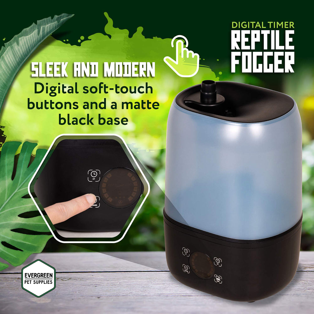 Evergreen Pet Supplies Reptile Humidifier/Fogger - 4L Tank - NEW Digital Timer - Add Water From Top! For Reptiles/Amphibians/Herps - Compatible with All Terrariums and Enclosures