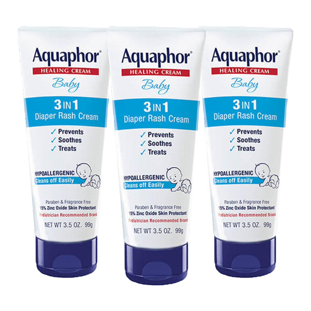 Aquaphor Baby Diaper Rash Cream, 3-in-1 Diaper Rash Relief, 3.5 Oz Tube