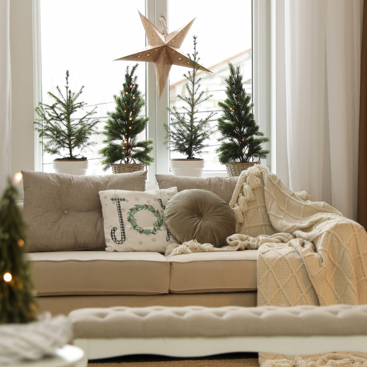 Christmas Pillow Covers 18x18 Set of 4 Farmhouse Christmas Decorations Merry Tree Joy Let It Snow FA La La Winter Holiday Decor Throw Cushion Case for Home Couch