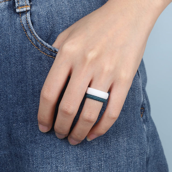 Egnaro Silicone Wedding Bands Women, Inner Arc Ergonomi