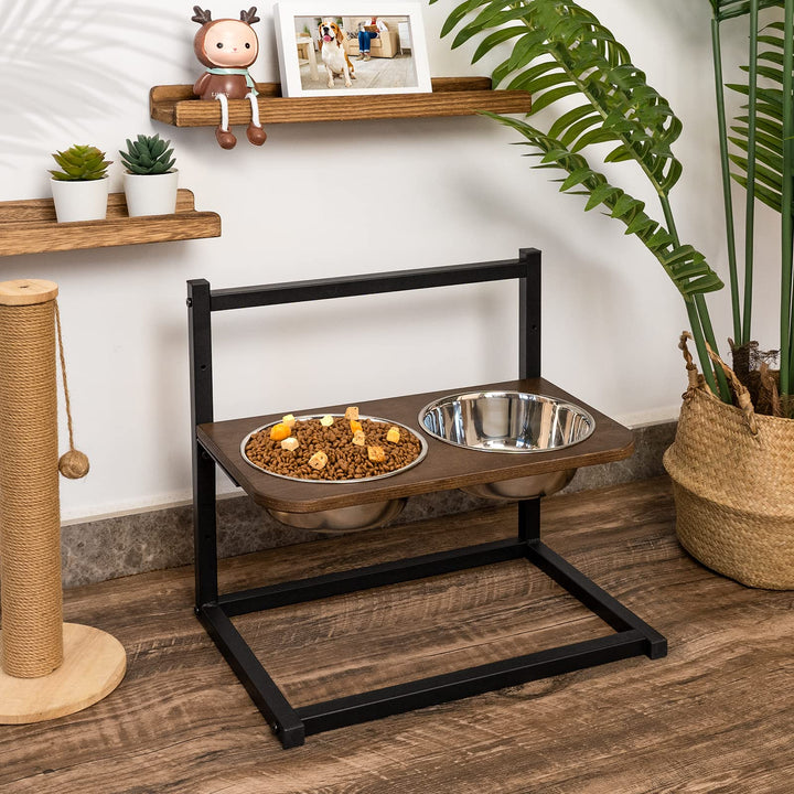 Elevated Cat&amp;Dog Bowls,Dog Sorage Organizer,Adjustable Heights Dog Toy Storage,Pet Storage Organizer with Wheel,Pet Feeding Station for Small,Medium,Large Dogs