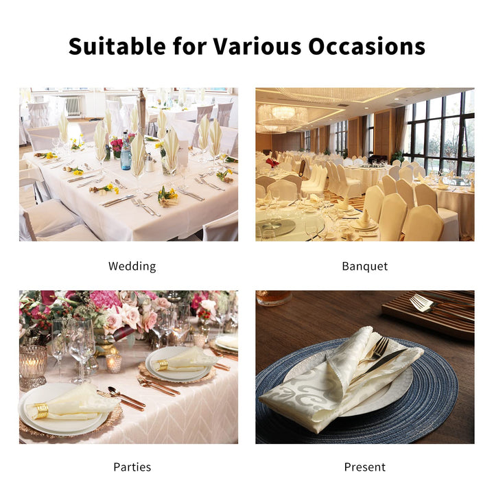 Cloth Napkins Set of 12 20x20 Inches Washable Polyester Everyday Use Table Napkins Reusable Durable Dinner Napkins for Weddings, Parties, Holiday Dinner, Beige