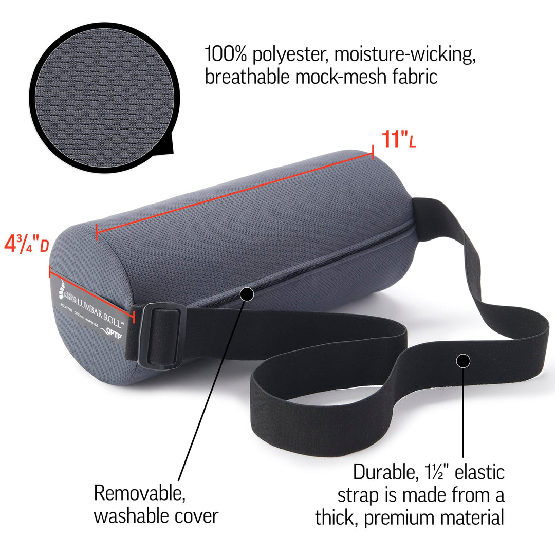 The Original McKenzie Lumbar Roll – USA-Made Low Back Lumbar Support for Office Chair &amp; Car Seat Back Support Cushion. The Preferred Lumbar Pillow by Physical Therapists - Standard Density