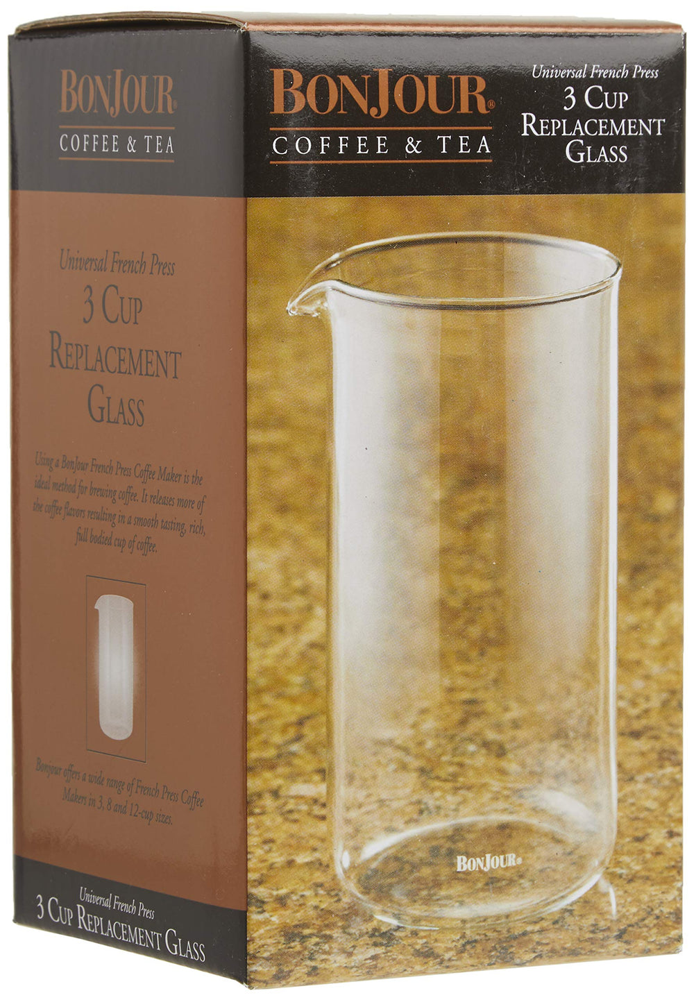 Coffee Glass French Press Universal Carafe Replacement, 12.7 Ounce, Clear