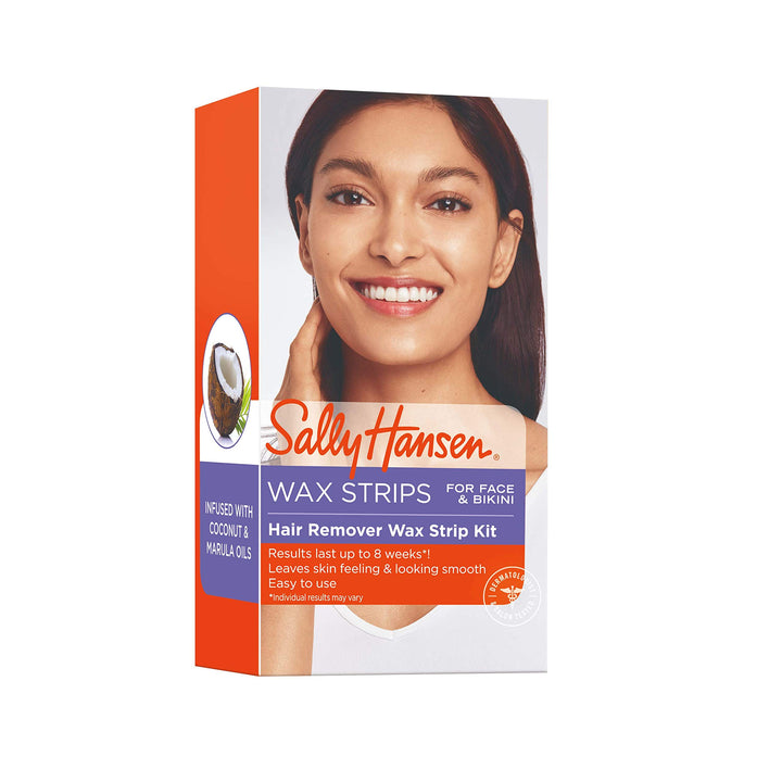 Sally Hansen Wax Strip Kit for Face & Bikini, Easy to Use, Includes 34 Wax Strips, No Microwave Needed