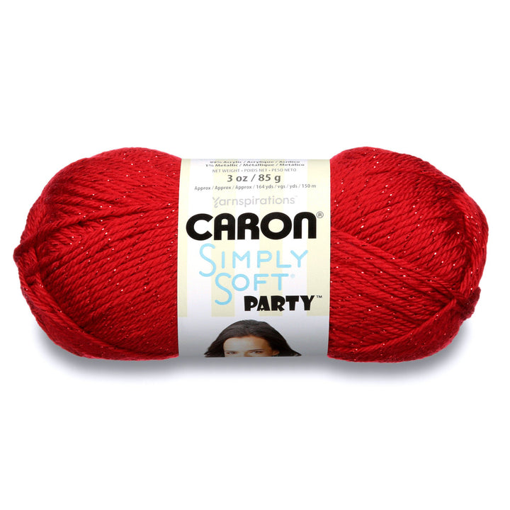 Simply Soft Party Yarn, 3 oz, Medium Worsted 4 Gauge, - Rich Red - For Crochet, Knitting &amp; Crafting