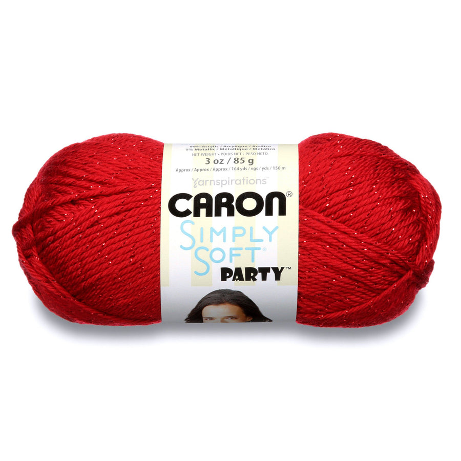 Simply Soft Party Yarn, 3 oz, Medium Worsted 4 Gauge, - Rich Red - For Crochet, Knitting & Crafting