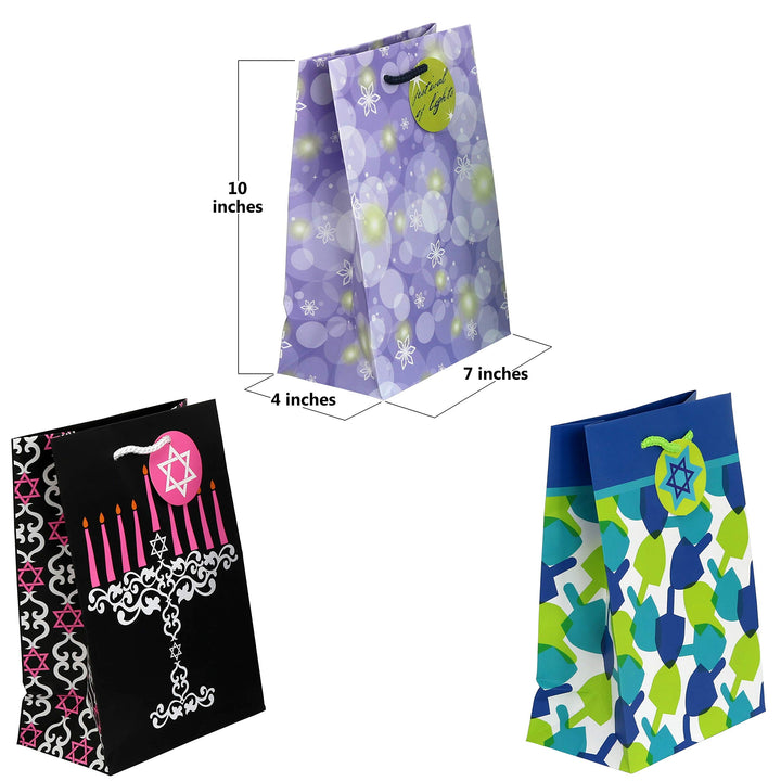 Iconikal Hanukkah Gift Bag Set, 10 Medium Bags, 10 Shee