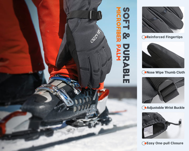 Eco Gray Ski Gloves - Gray, L