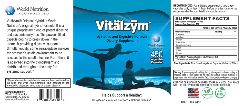 Original Proteolytic Systemic Digestive Enzyme Formula Serrapeptase Source | Immune and Joint Support Increase Blood Flow Cardio Function | Healthy Men Women (450 Capsules)