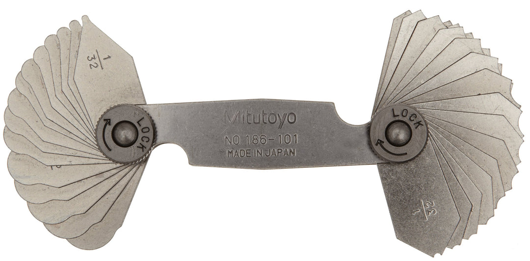 Mitutoyo 186-101, Radius Gage Set, 15 Pairs of Leaves, 