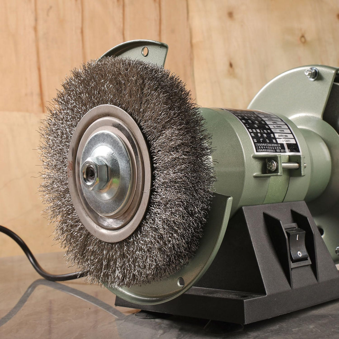 6 Inch Bench Grinder Grinding Wheel &amp; Wire Wheel Brush with 1/2&#39;&#39; Arbor, 120 Grit Silicon Carbide Bench Grinding Wheel for Bench Grinder,for Drill Bits, Blades and Knifes Cleaning Polishing Sharpening