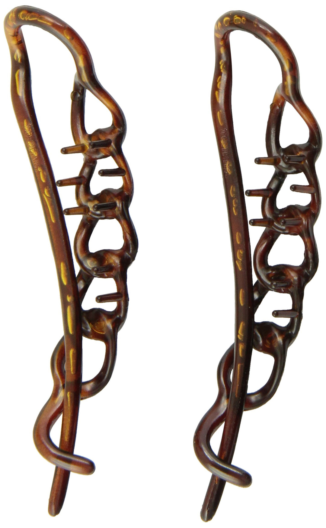 Non Metal Chain Slide Barrettes Made Of Celluloid Acetate In Tortoise Shell Pair