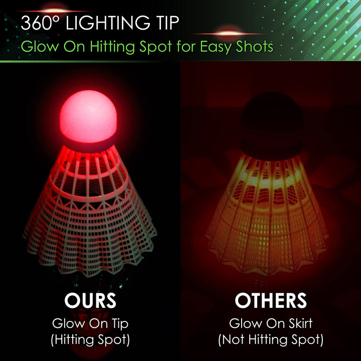 E-Jet LED Badminton Shuttlecocks, Badminton Birdies 4pc