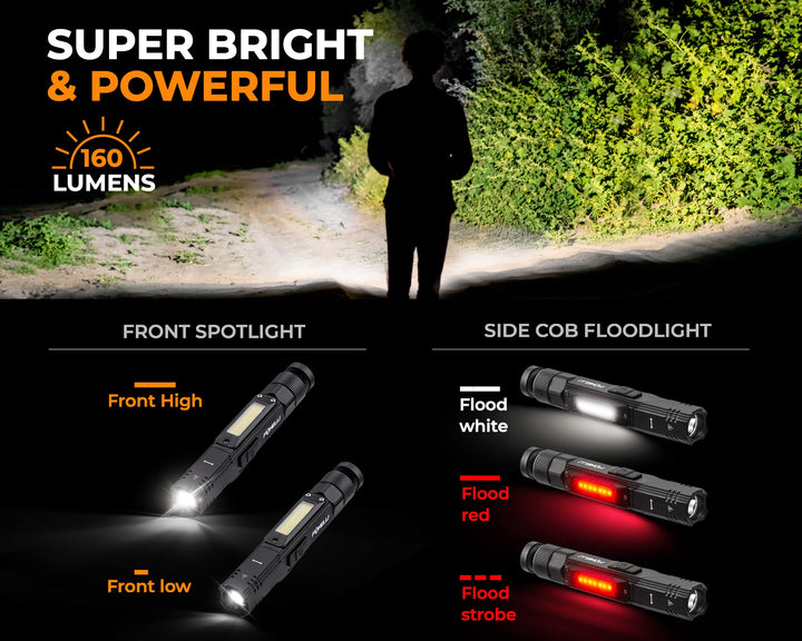 USB Rechargeable Flashlight, Super Bright Tactical LED Flashlight Rechargeable, Magnetic Mini Flashlight, Pocket Camping Flashlight, Small Flashlights for Emergencies