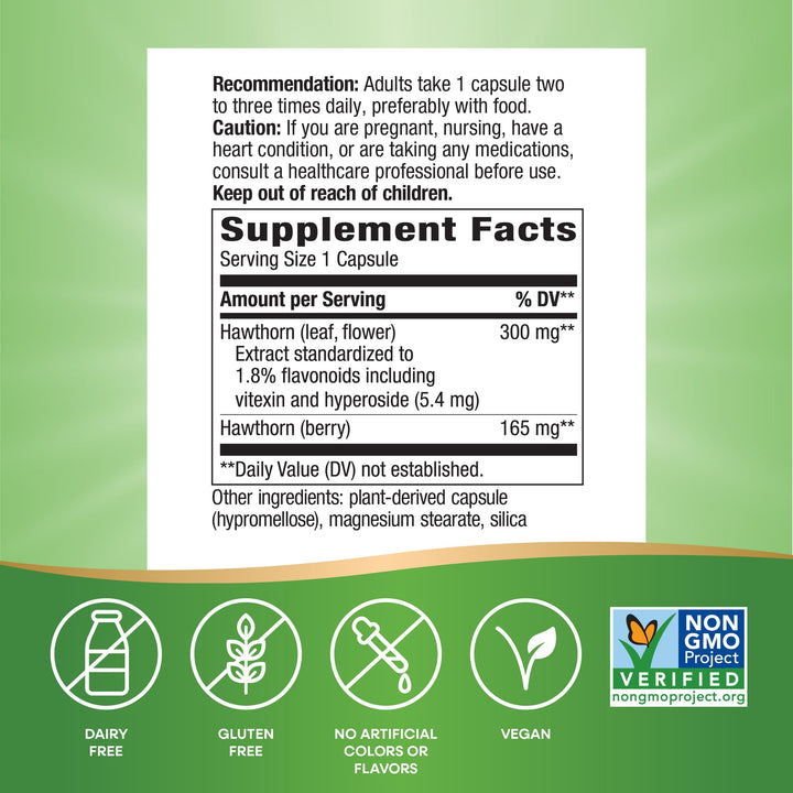 Nature&#39;s Way Hawthorn, Premium Extract, Support