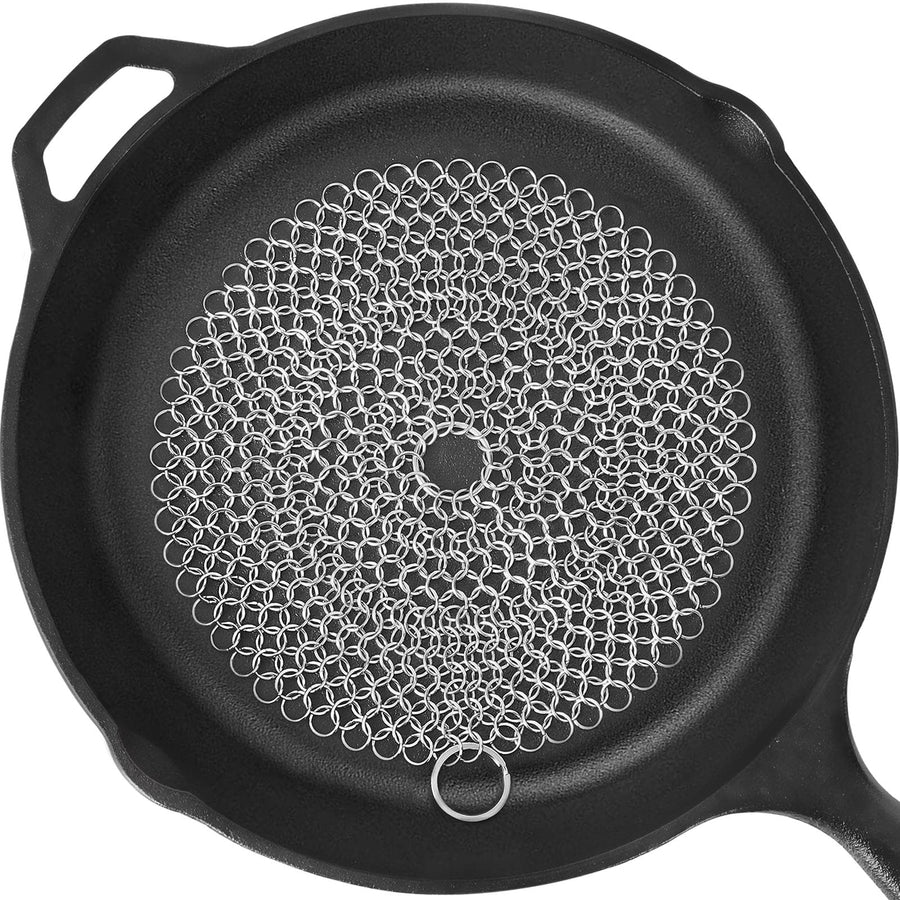 ONEEKK Cast Iron Skillet Cleaner Chainmail,Premium Stai