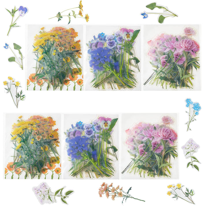 OLYCRAFT 120PCS Flower Stickers Set Easter Decorations 