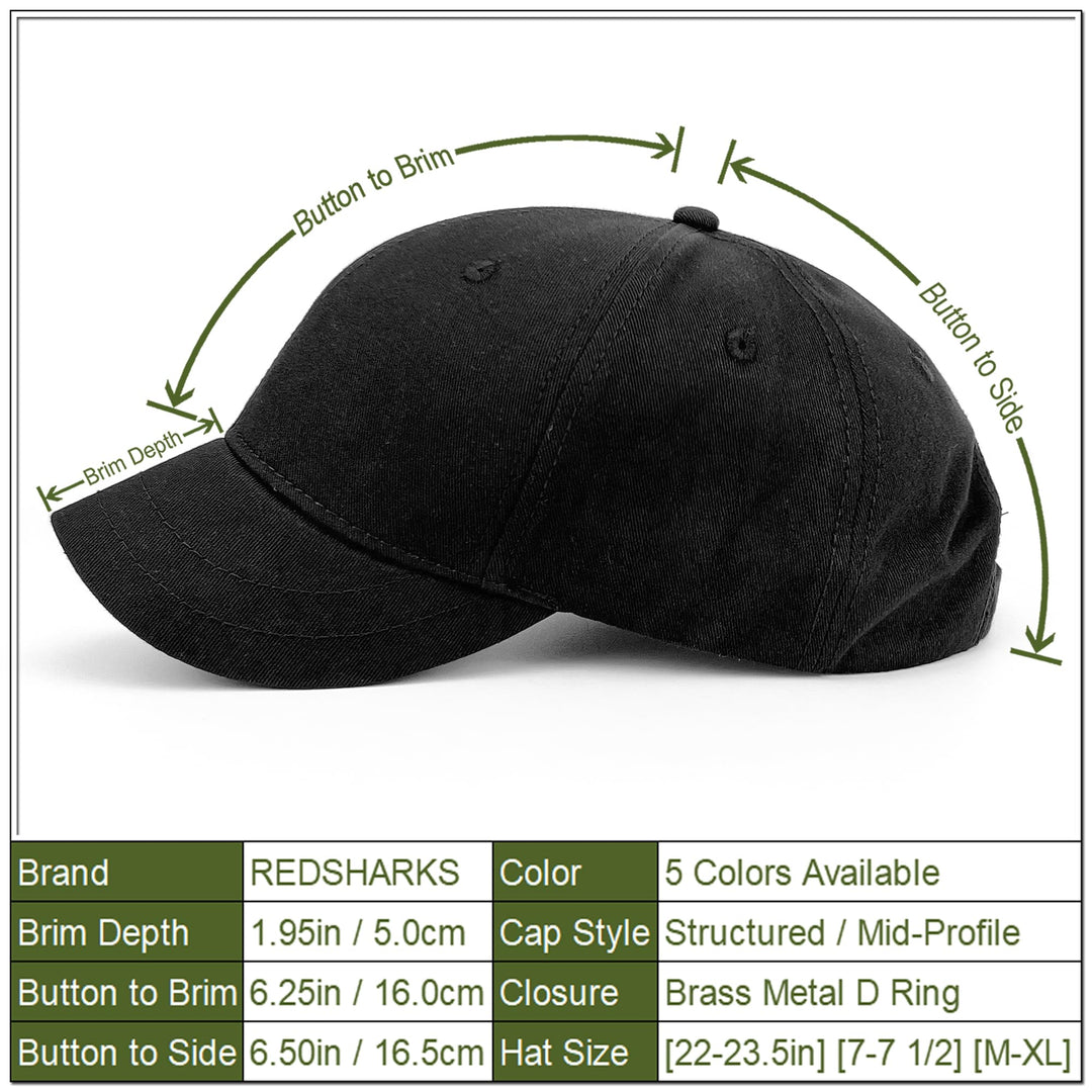 mens Structured Short Bill Plain Brim Trucker Baseball Dad Cap, Black, X-Large