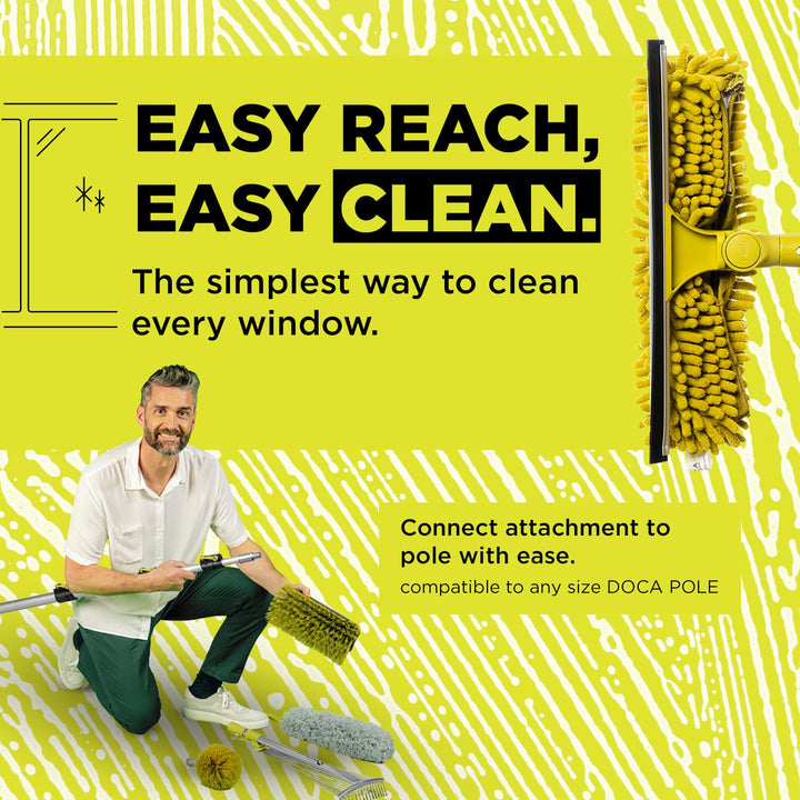 DOCA Window Washing Kit with Extension Pole – 5-12 Ft Telescoping Extendable Pole (18+ Ft Reach) – Window Squeegee for Window Cleaning &amp; Scrubber Combo with Pivot System for Indoor &amp; Outdoor