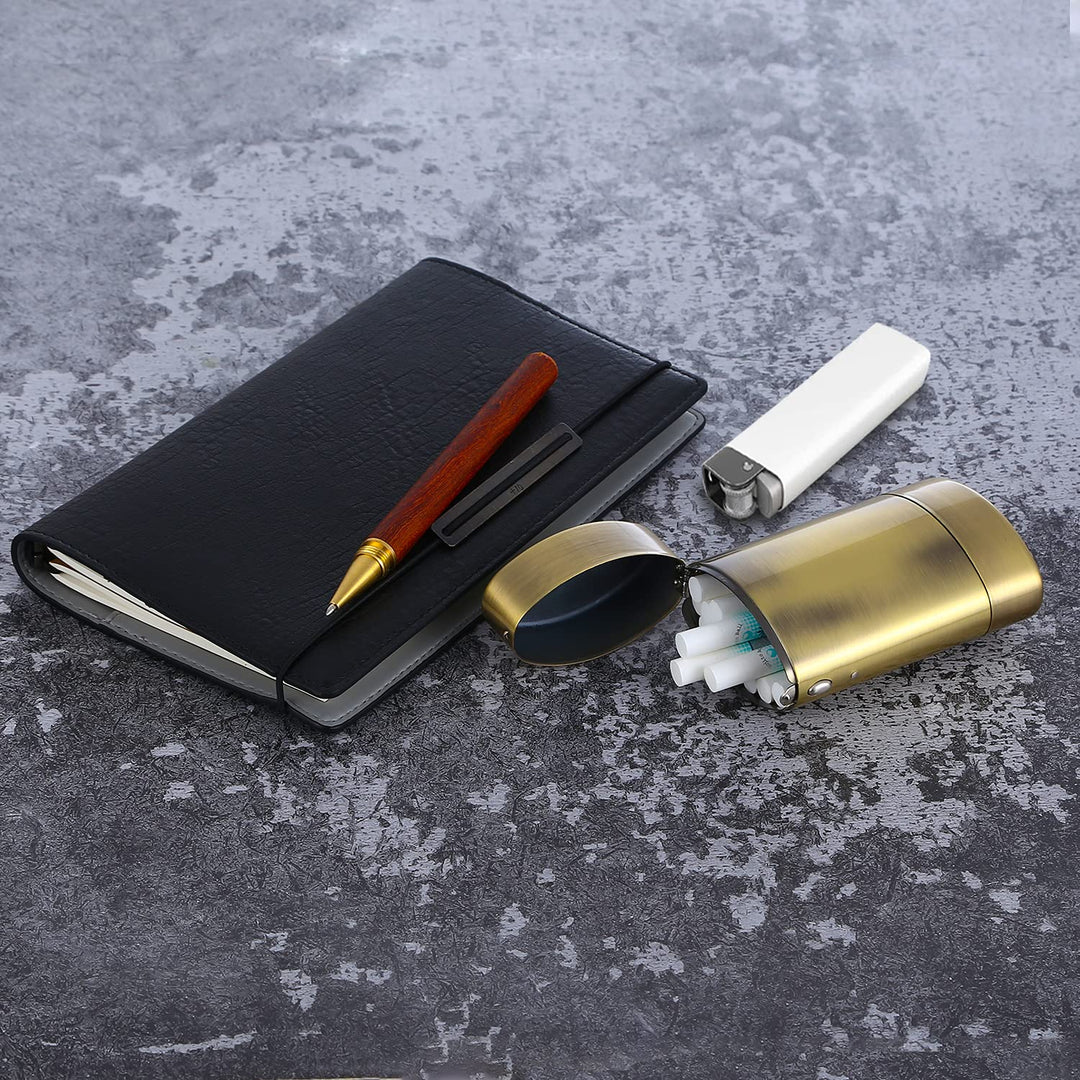 Oval Metal Cigarette case for 100&#39;s Can Hold a Small Lighter Suitable for 20 100&#39;s Cigarette case Coin case Pill case (Bronze)