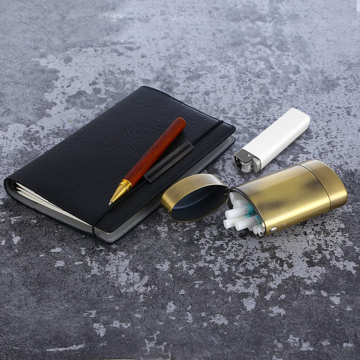 Oval Metal Cigarette case for 100&#39;s Can Hold a Small Lighter Suitable for 20 100&#39;s Cigarette case Coin case Pill case (Bronze)