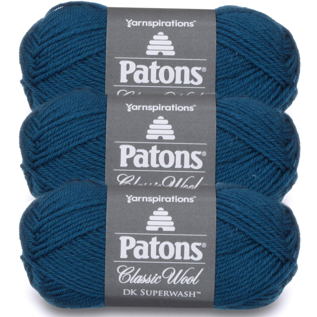 Patons Classic Wool DK Superwash Yarn - Gauge 3 Light - 100% Wool - (3-Pack) - Mallard Teal - for Crochet, Knitting, and Crafting