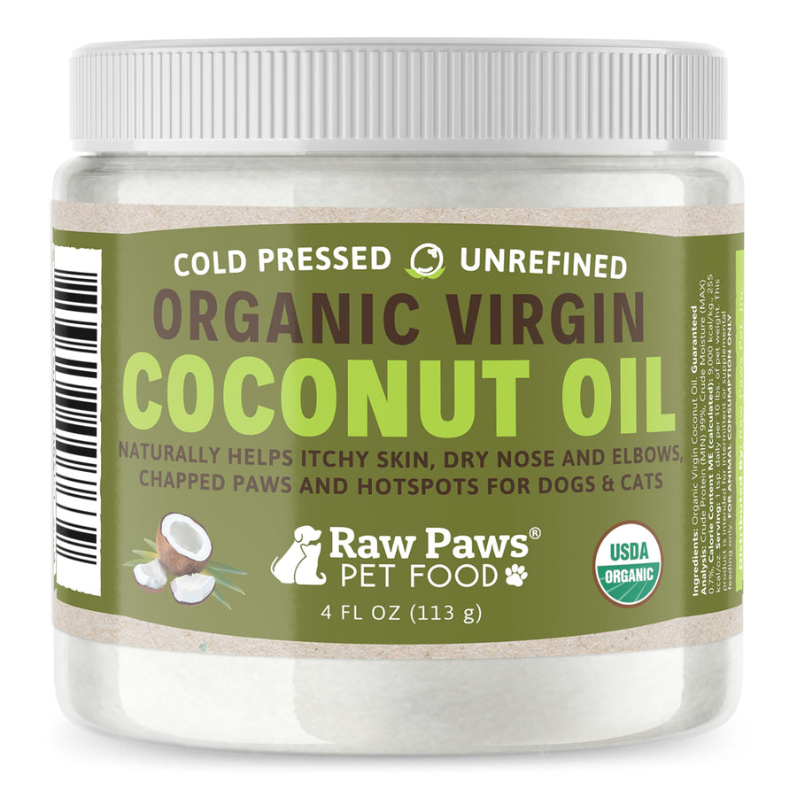 Virgin Organic Coconut Oil for Dogs & Cats, 4-oz - Treatment for Itchy Skin, Dry Nose, Paws - Hot Spot Lotion - Natural Hairball Remedy for Cats