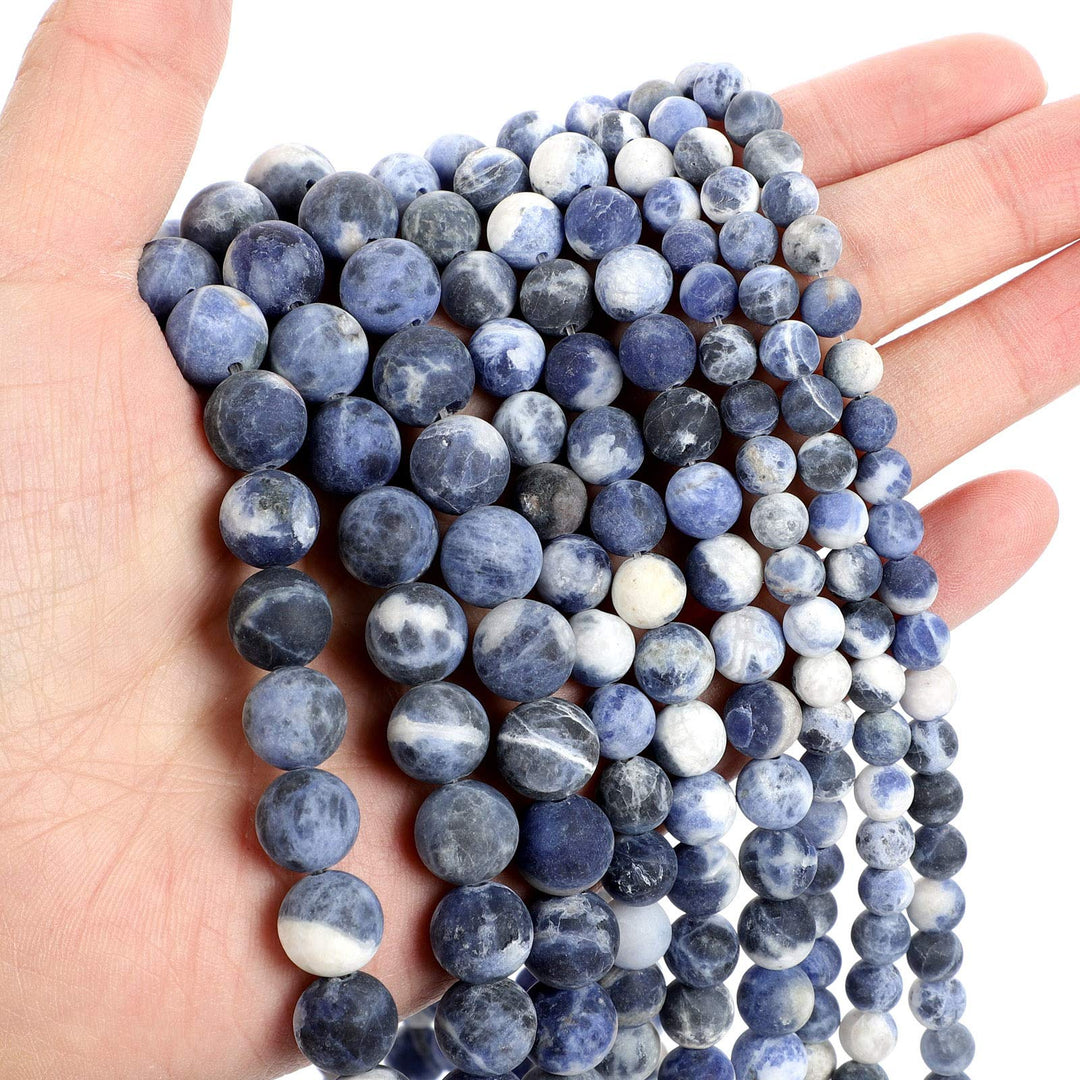 38pcs 10mmNatural Stone Beads,Unpolished Matte Flower Blue Pattern Gemstone Gem Strand, Round Loose Beads for Jewelry Making,Energy Stone Healing Power,DIY Making
