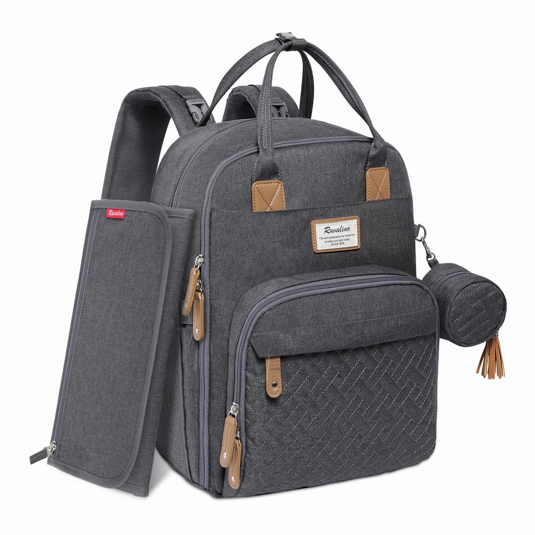 Diaper Bag Backpack, Multifunction Travel Pack Maternity Baby Changing Bags, Large Capacity, Waterproof, Dark Gray