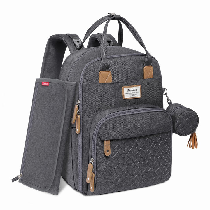 Diaper Bag Backpack, Multifunction Travel Pack Maternity Baby Changing Bags, Large Capacity, Waterproof, Dark Gray