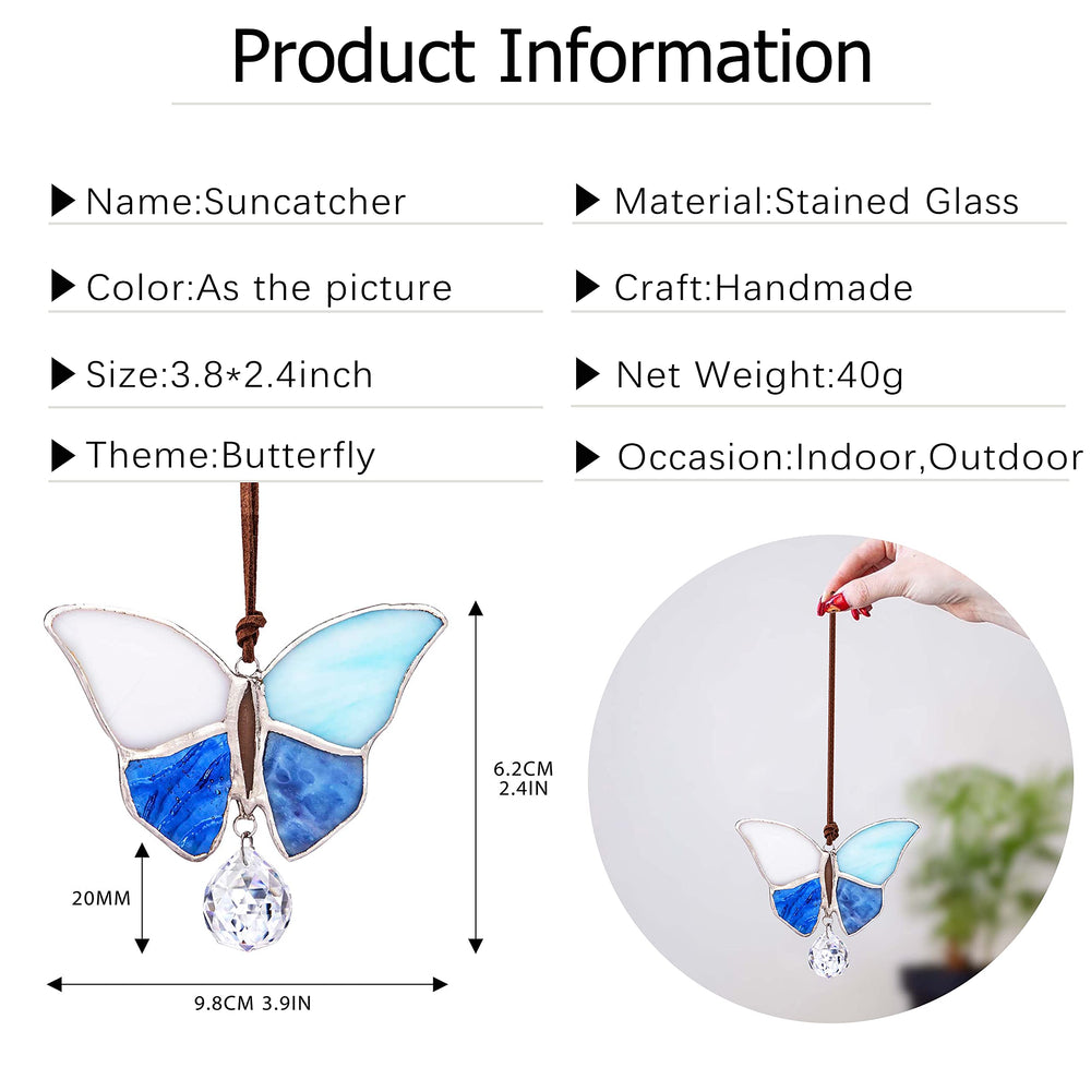 Tiffany Stained Glass Window Hangings Butterfly Shaped Art Style Sun Catcher Windows Panels for Home Garden Party Christmas Day Gift