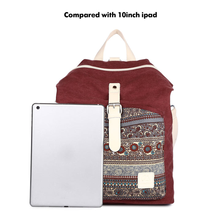 Women Backpack Canvas Rucksack Ladies Fashion Shoulder Bag (Maroon)