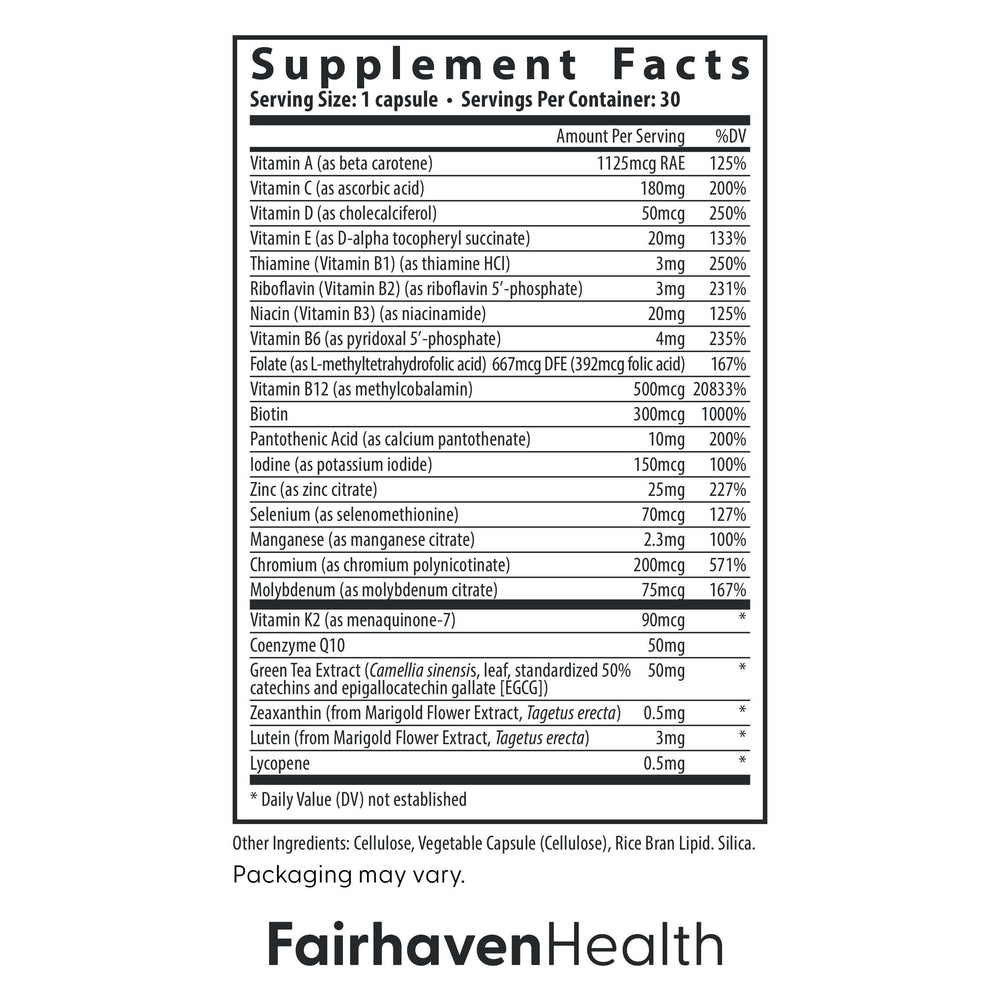 Womens Multivitamin Essentials | Once Daily Multivitamin for Women Support for Energy, Immune Health, Eye Health, Hormone Balance | Gluten, Dairy, Soy Free | Vegan | 30 Capsules