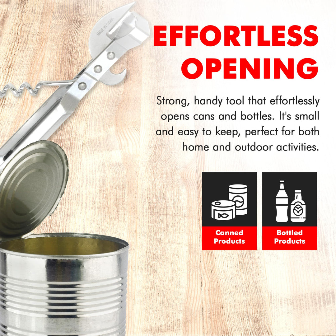 Select 3-in-1 Can Opener, 6 inches in length, Stainless Steel