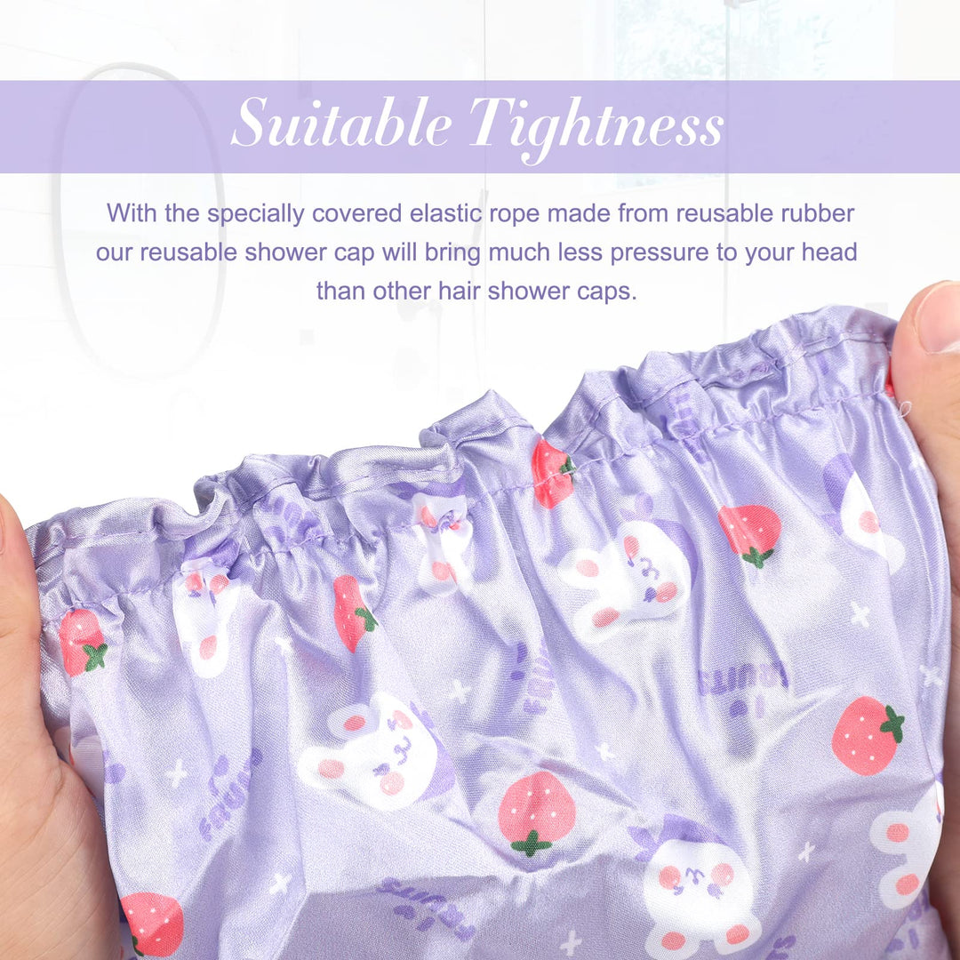 2PCS Cute Kids Shower Cap, Funny Cartoon Bath Hat, Boys or Girls Waterproof Shower Bath Caps (Pink + Purple)