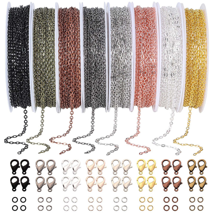 PP OPOUNT 80 Feet Necklace Chains Roll, 8 Colors Jewelr