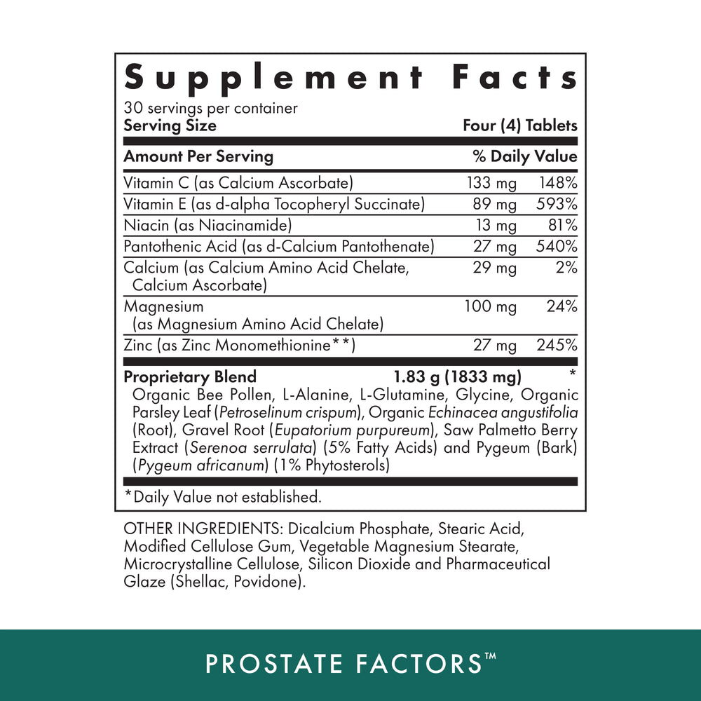 Michael's Health Naturopathic Programs Prostate Factors - 60 Vegetarian Tablets - Nutrients for The Prostate - Kosher - 30 Servings