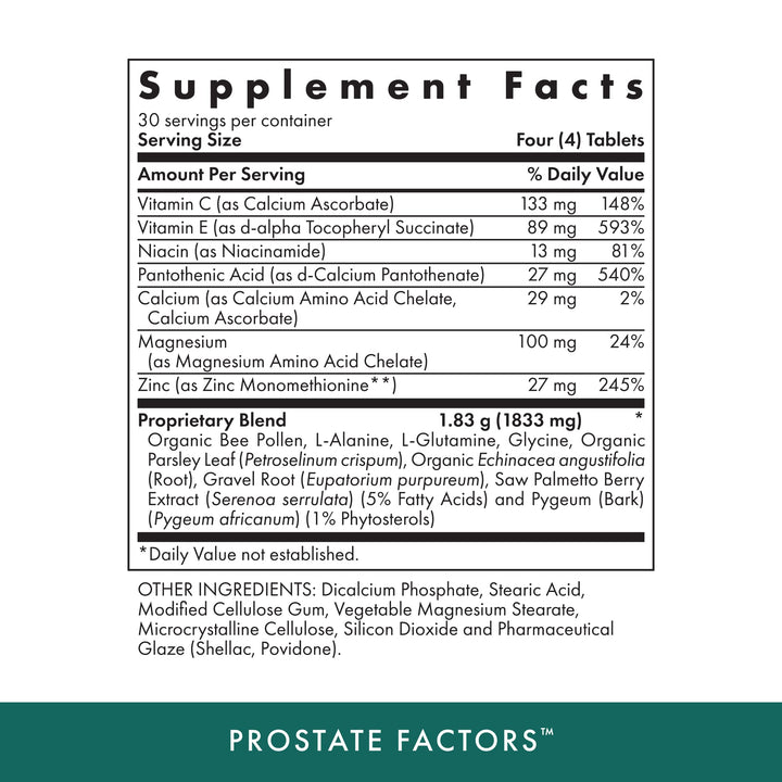 Michael&#39;s Health Naturopathic Programs Prostate Factors - 60 Vegetarian Tablets - Nutrients for The Prostate - Kosher - 30 Servings