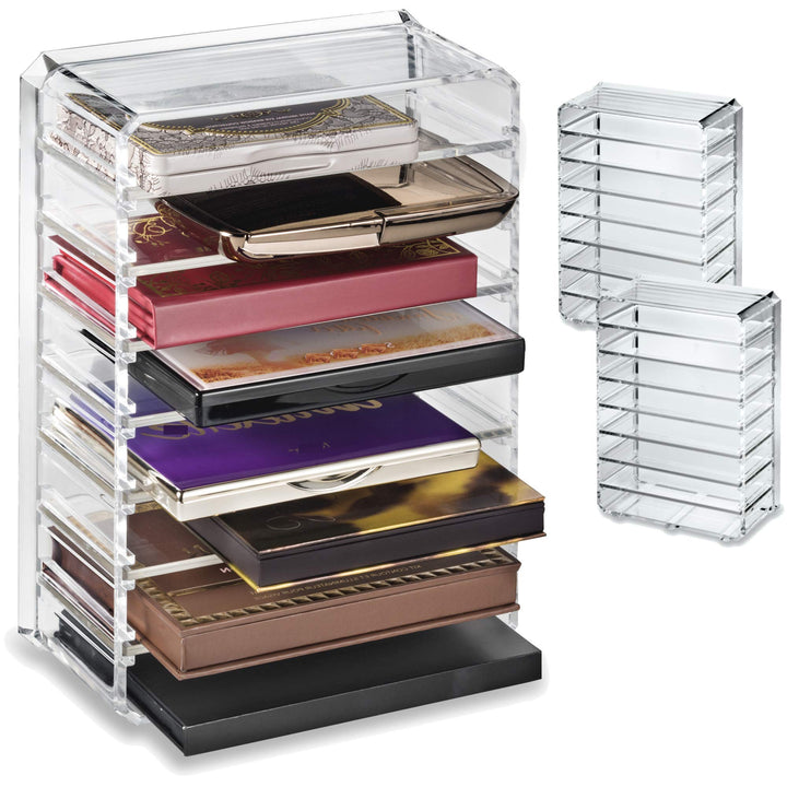 byAlegory Acrylic Medium Eyeshadow Palette Makeup Organizer W/ Removable Dividers Designed To Stand &amp; Lay Flat | 8 Space Organization Container Storage - Fits Standard Size Palettes - Clear