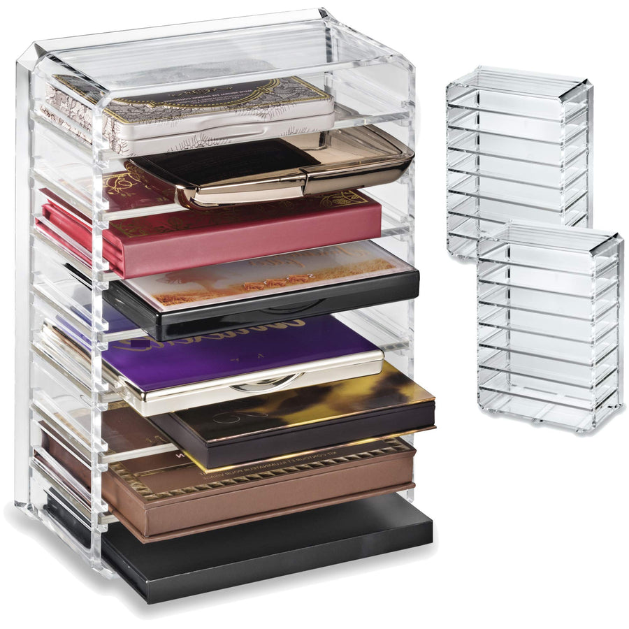 byAlegory Acrylic Medium Eyeshadow Palette Makeup Organizer W/ Removable Dividers Designed To Stand & Lay Flat | 8 Space Organization Container Storage - Fits Standard Size Palettes - Clear