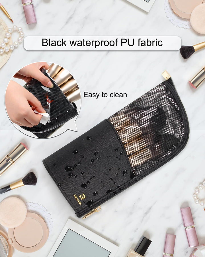 Makeup Brush Organizer Bag,High Capacity Portable Stand-Up Makeup Brush Holder,Professional Artist Makeup Brush Sets Case Waterproof Dust-proof Makeup Brush Cup