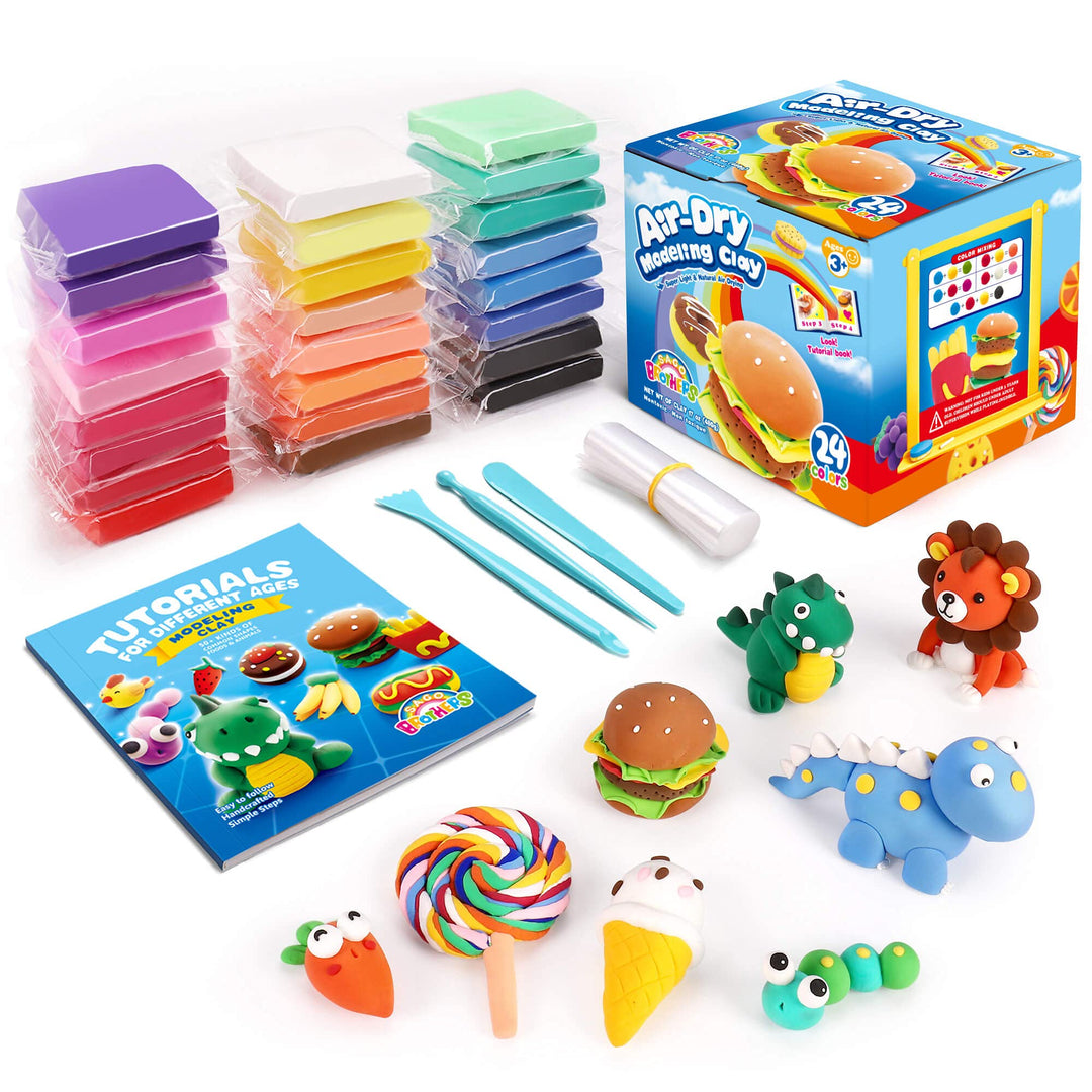 Air Dry Clay 24 Colors, Kids Toys Modeling Clay Kit, No-Bake No Mess Magic Clay Crafts, Christmas Birthday Gifts for Kids Girls Boys