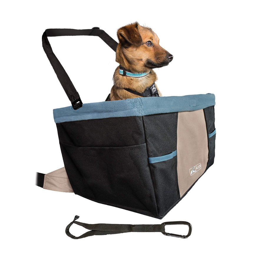 Dog Booster Seats for Cars - Pet Car Seats for Small Dogs and Puppies Weighing Under 30 lbs - Headrest Mounted - Dog Car Seat Belt Tether Included - Rover Style, Black/Blue